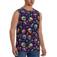 thumbnail image 2 of Xecao rainbow color Skull mushroom Print Men's Tank Top: Sleek Sleeveless Tee for Casual Sports and Beach Occasions-XX-Large, 2 of 7