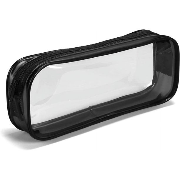 Estuche Transparente para Lápices, Estuche Transparente para Lápices de Examen, Bolsa de Almacenamiento de Cosméticos con Cremallera de PVC Impermeable, Bolsa de Viaje para Maletas de Maquillaje (Neg