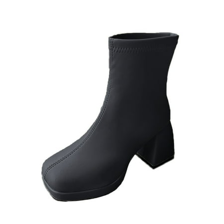 

NECHOLOGY Heel Boots for Women Booties with Ties Women Ankle Boots Autumn And Winter Fashion Womens Leather Boots Wide Black 8