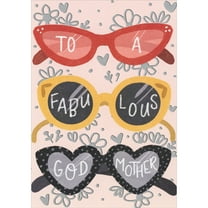 Designer Greetings Fabulous Godmother: Red, Yellow, and Black Glasses on Pink Mother's Day Card