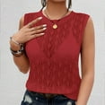 thumbnail image 5 of Yuwull Tops For Women Women'S Tops Women'S Casual Solid Color Knitted Sleeveless Crew Neck Tank Short Sleeve Crew Neck Top/Shirt Women Tops On ClearanceL, 5 of 7