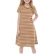 thumbnail image 3 of Girls Summer Sundress Casual Striped A-Line Dress Short Sleeve Summer Dresses Comfortable Ages 4-12 Pink and White ,Sie:100, 3 of 7