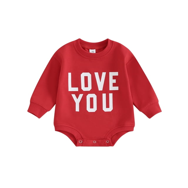 SUNSIOM Barboteuse Bébé Saint-Valentin Manches Longues Col Rond Imprimé Lettre Combinaison Garçon Fille