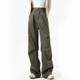 thumbnail image 2 of HAPIMO Wide Leg Pants Loose Cargo Pants for Women Fashion Workout High Waist Activewear Trousers Solid Color Palazzo Pants Casual Slacks Sweatpants Green L, 2 of 4