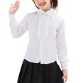 thumbnail image 1 of Uniform Shirts for Girls Ruffle Princess Lace Collar Long Sleeve Button Down Bowknot Blouse White 13-14 Years, 1 of 8