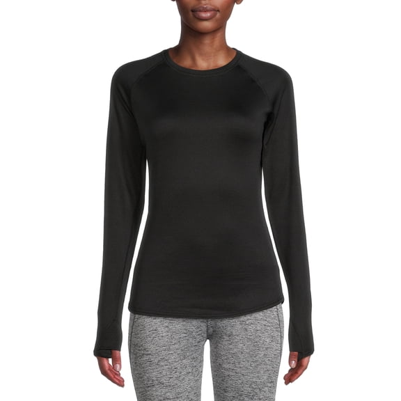 ClimateRight by Cuddl Duds Women's Grid Warmth Long Underwear Crewneck Thermal Top