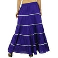 thumbnail image 4 of Bimba Womens Long Flaired Cotton Skirt Boho Maxi Bottoms Elastic Waist Indian Clothing, 4 of 7