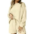 thumbnail image 3 of AherBiu Ensembles Courts pour Femmes Survêtements Col Rond Chandail Hauts Shorts Surdimensionnés Tenues 2 Pcs Vêtements de Printemps, 3 of 6