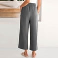 thumbnail image 3 of Pants for Women Women's Fashion -Colour Elasticated High-Waisted Cropped Trousers With Pockets Gray S, 3 of 6