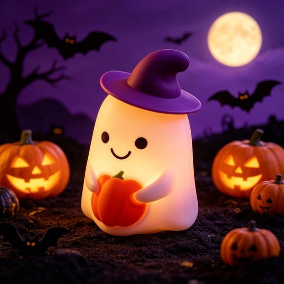 Qndoxp Halloween Ghost Tap‑Control Night Light USB Rechargeable Ghost LED Lamp for Bedroom Tabletop Party Party Ornament Decor Gift