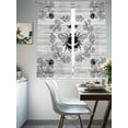 thumbnail image 4 of Vintage Bees Crowns Sheer Curtains 63 Inch Length 2 Panels Set Window Treatments, Retro Leaves Rings Gray Wooden Rod Pocket Semi Curtains for Living Room/Bedroom/Kitchen Décor, 104"W x 63"L, 4 of 7