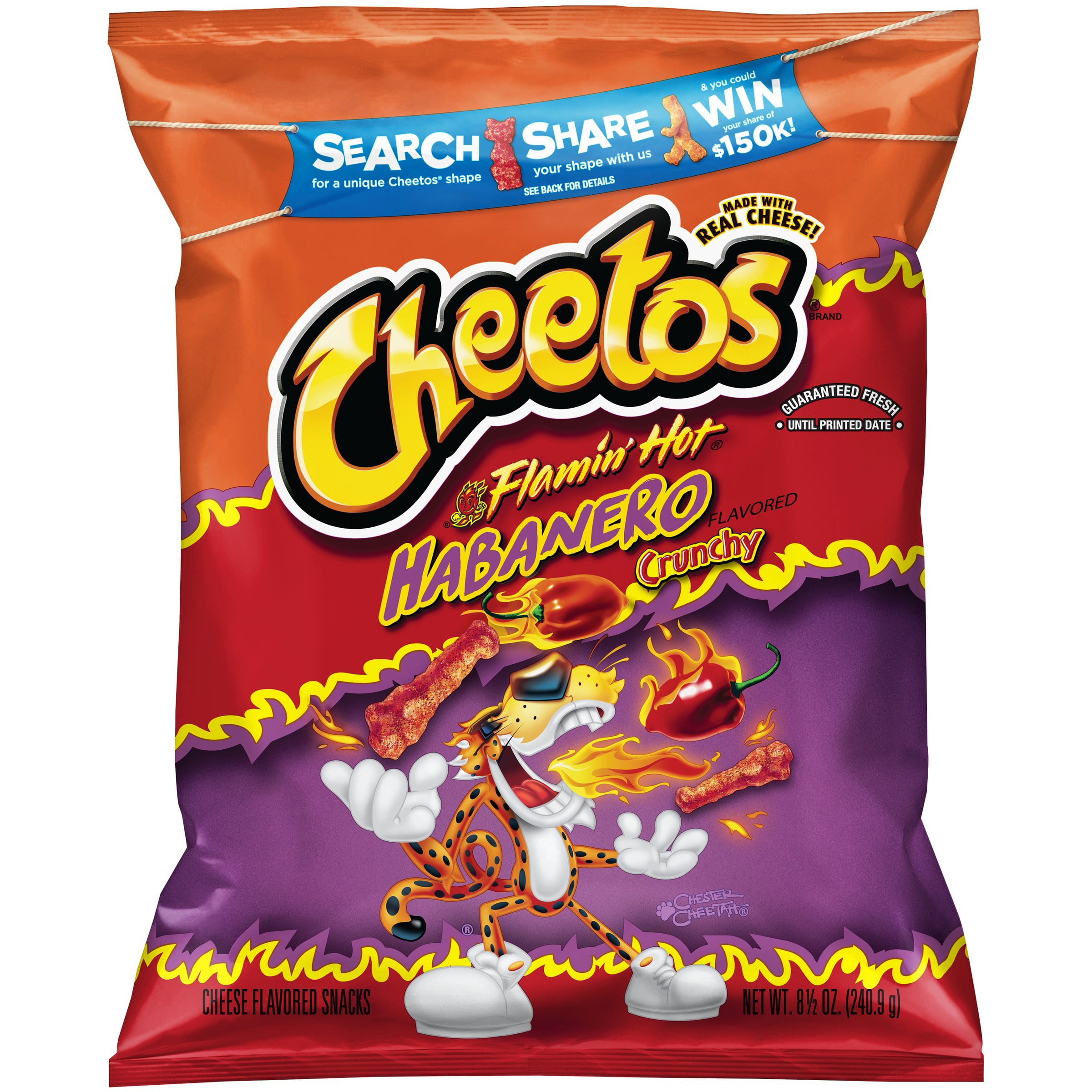 (3 Pack) Cheetos Crunchy Wild Habanero Cheese Flavored.