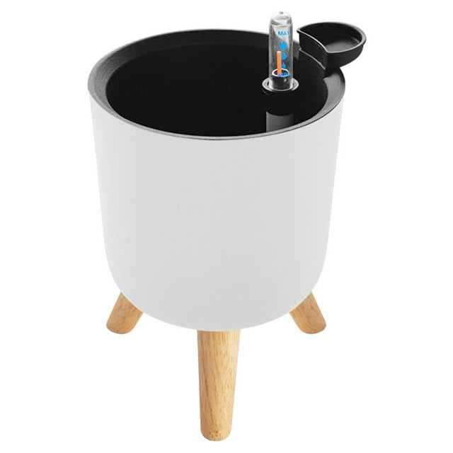 MOVTOTOP 1Set Self Watering Planter with Water Level Indicator in White for Indoor Decor Modern Minimalist Style