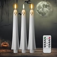thumbnail image 2 of PoyoKee Halloween Ghost Taper Candles, 2pcs Flameless Candles with Remote, Battery Operated & Real Wax for Mantel Window Dinner Halloween Decorations, 2 of 8