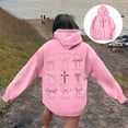 thumbnail image 2 of FYDUU Bow Hoodies For Women Casual Graphic Hooded Sweatshirts Trendy Preppy Clothes Long Sleeve Pullover Tops Soft Casual Sweatshirts Tops Pink, 2 of 7