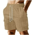 thumbnail image 3 of Yuyuzo Mens Shorts Casual Elastic Waist Drawstring Textured Lightweight Summer Beach Shorts with Multi Pockets, 3 of 7