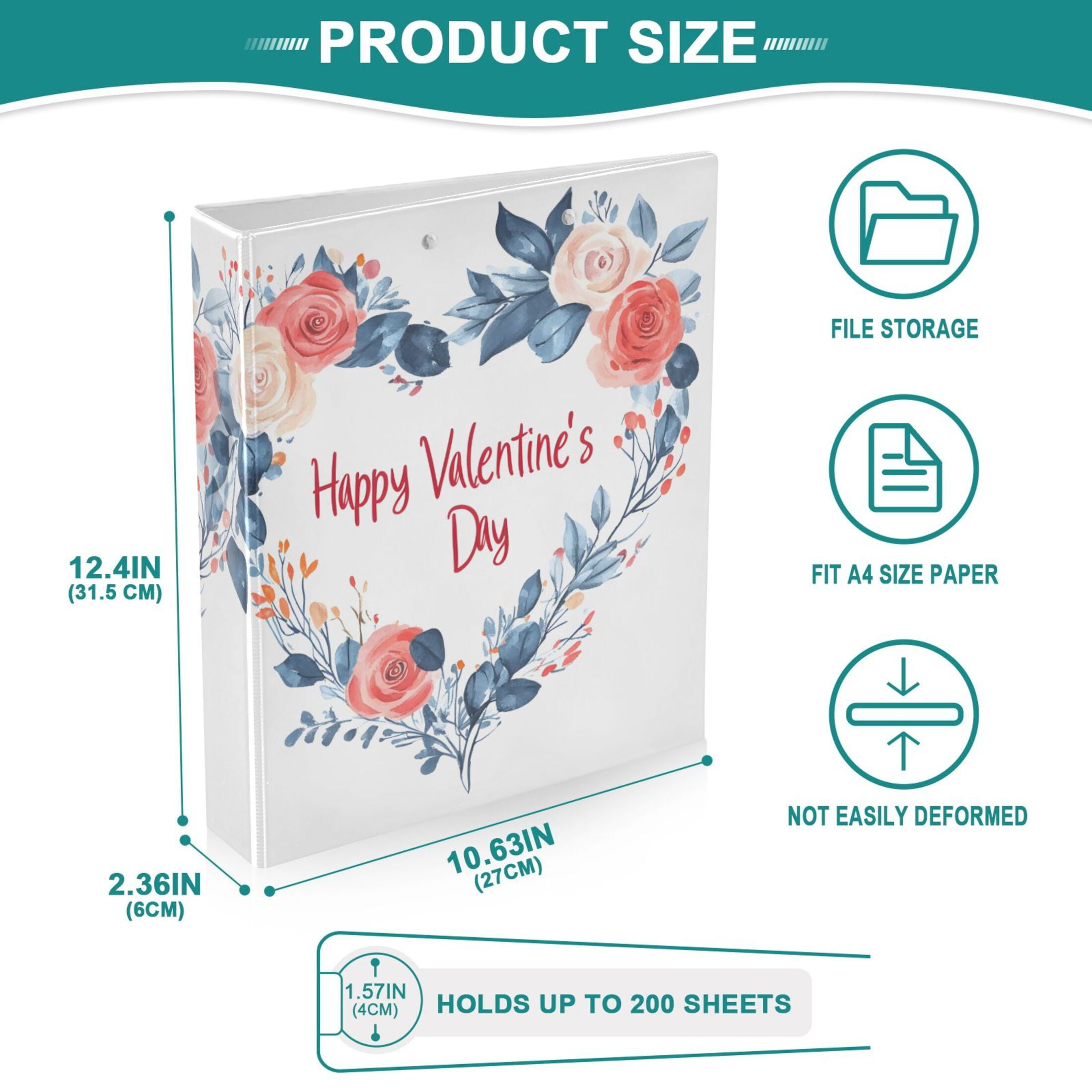 joogoo Valentine Day-a5 Hardcover 3 Ring Binder 1.5" Round Rings Interior Pockets Binders Organizer 2 Pack