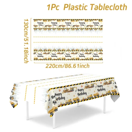 

truction Themed Tablecloth Holiday Party Boys Party Table Excavator Truck Hauling Style Party ration Accessories