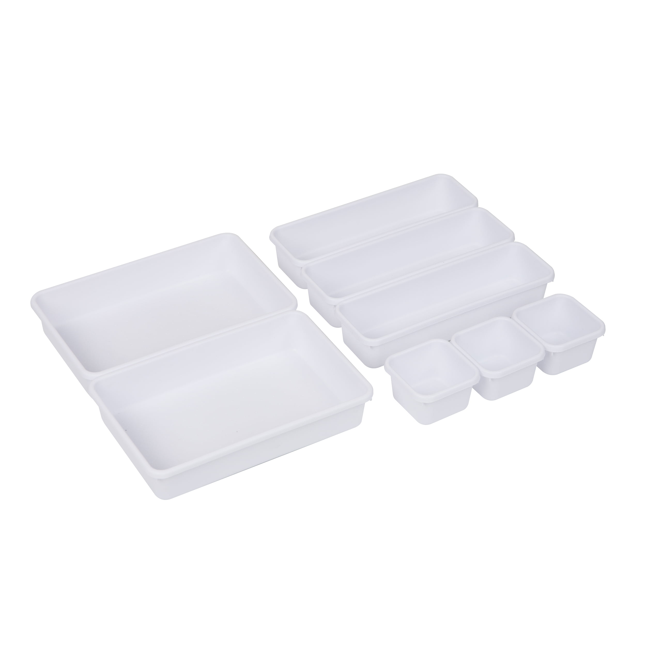 Mind Reader 8-Pc Drawer Organizer, Desk Organizer, Interlocking, Storage, Kitchen, White