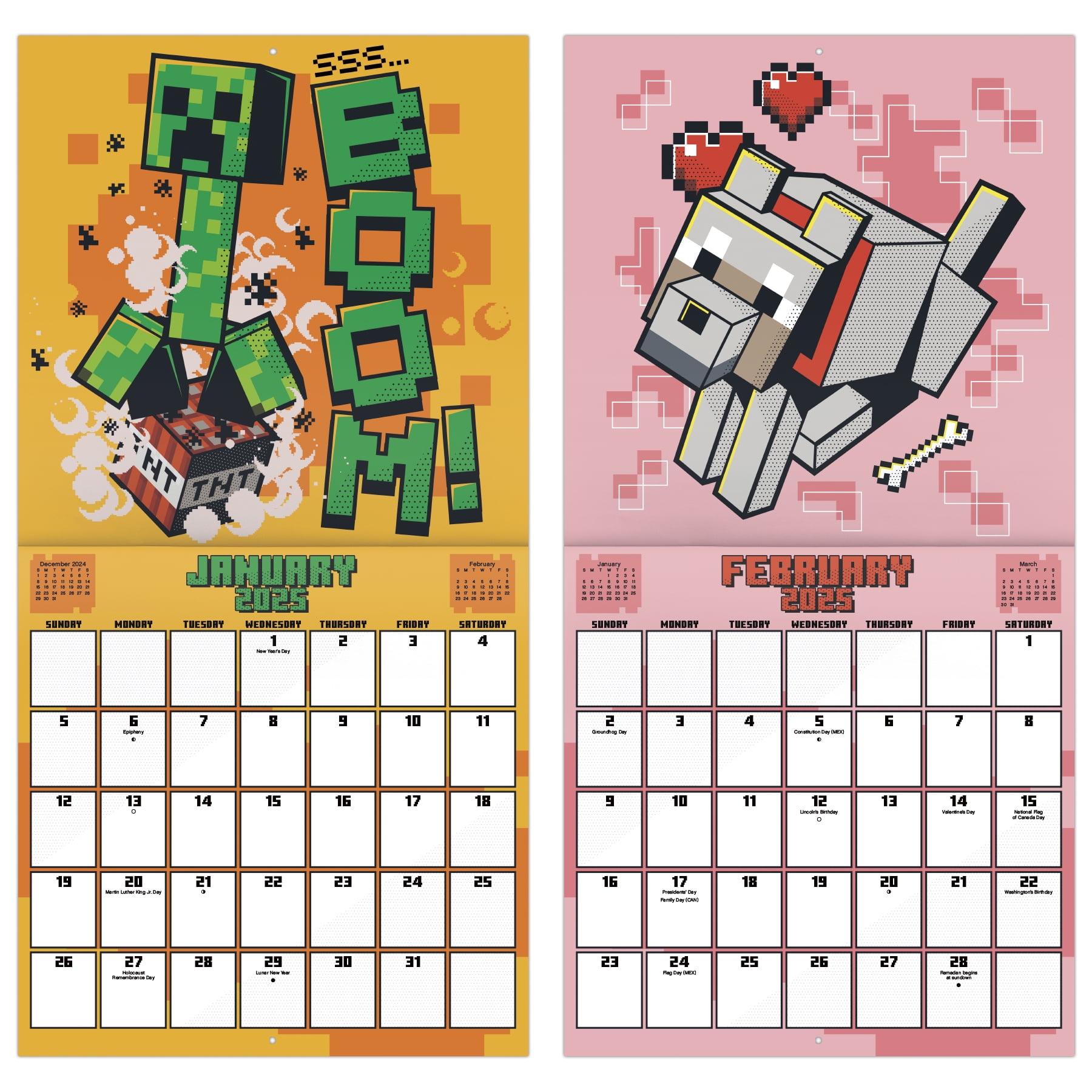 2025 Minecraft Wall Calendar