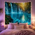 thumbnail image 2 of Forest Waterfalls Cascading Into Luminous Pool, Serene Fantasy Style for Nature Lovers, Waterfall Wall Decor Housewarming Gift, Tapestry Wall Hanging for Bedroom and Living Room, 2 of 5