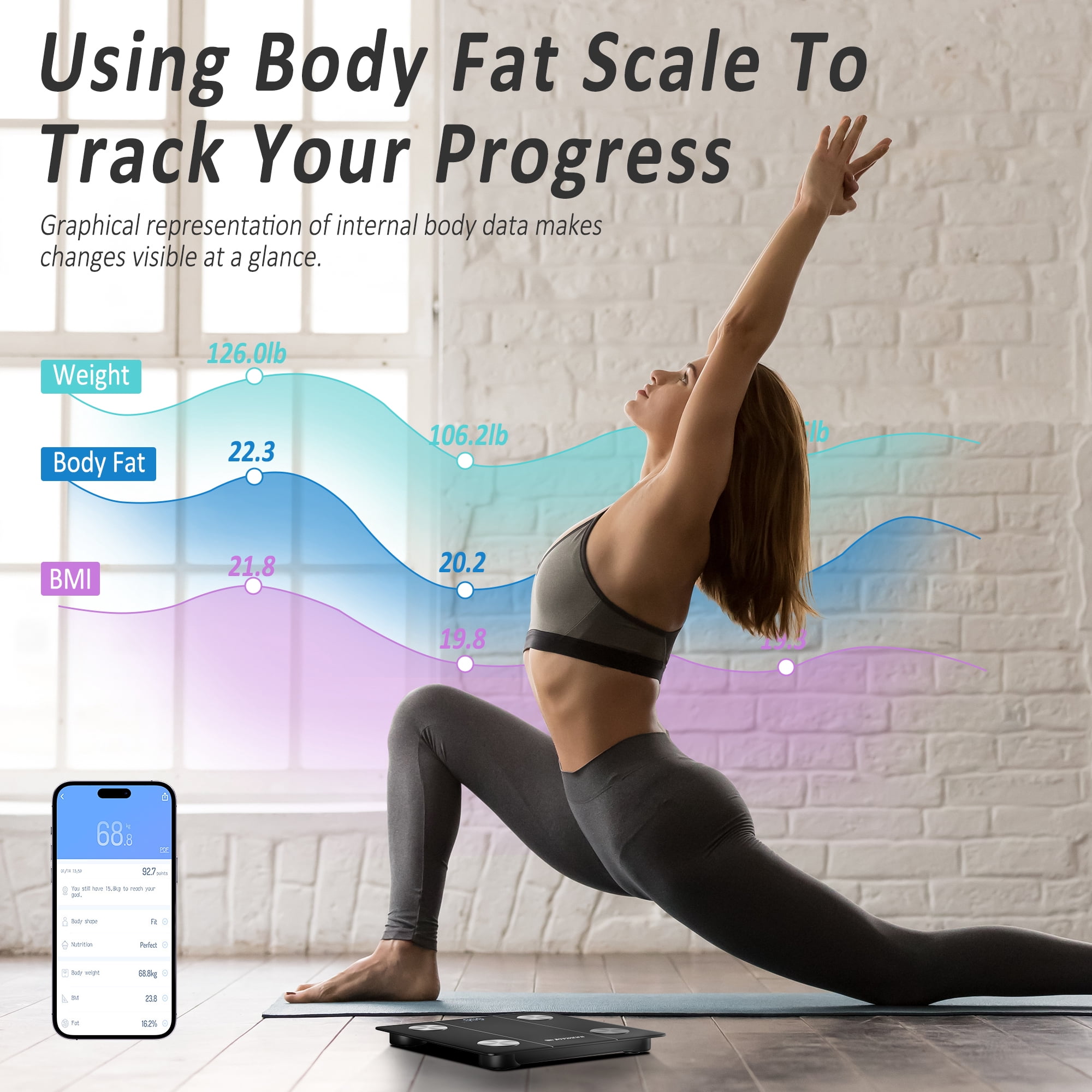 Signature Fitness Digital Body Weight Scale with LED Display, High Precision Electronic Bathroom Scale, 400 lbs Capacity, Black/White