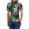 thumbnail image 4 of INSPIRE CHIC Women's Blouse Floral Ruffled Short Sleeve Ruffle Neck Casual Blouses XL Green-Floral, 4 of 7