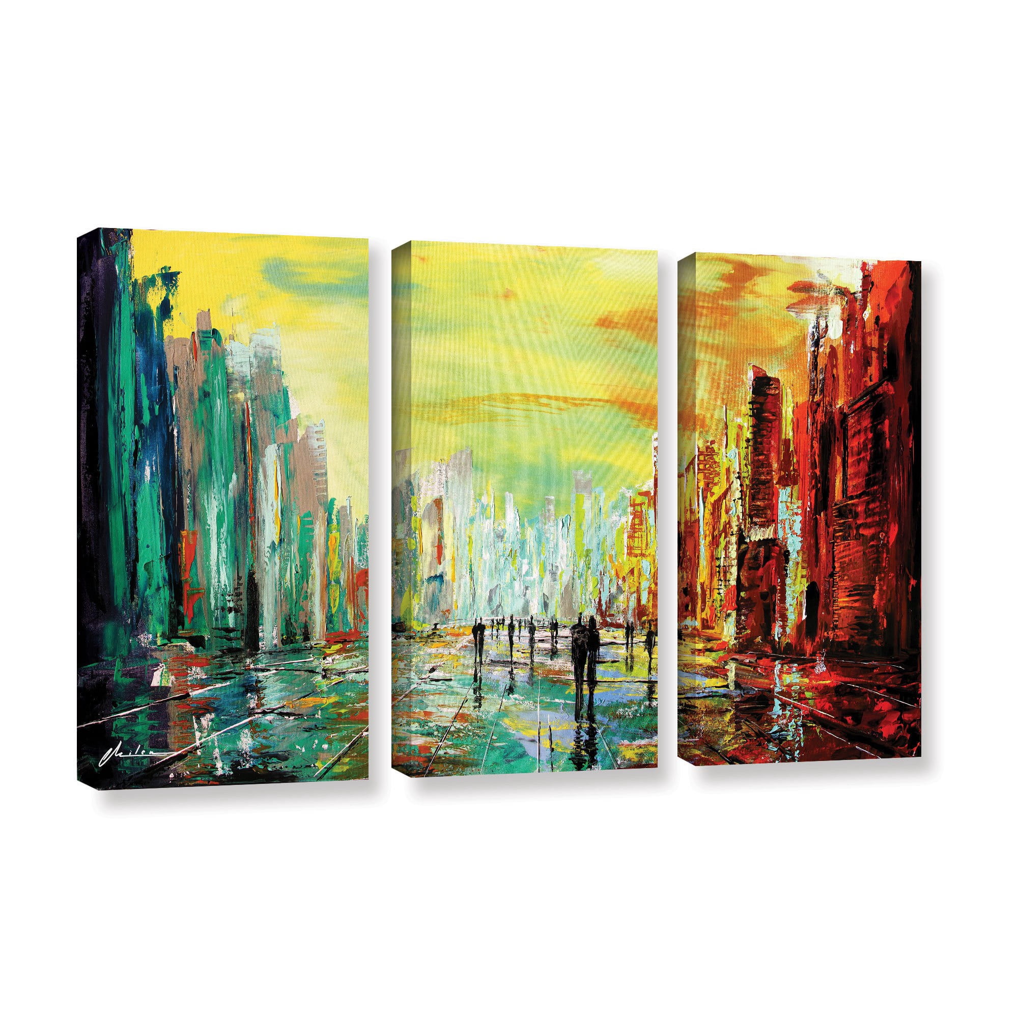 ArtWall Milen Tod "City Of Time" 3-Piece Gallery-wrapped Canvas Set