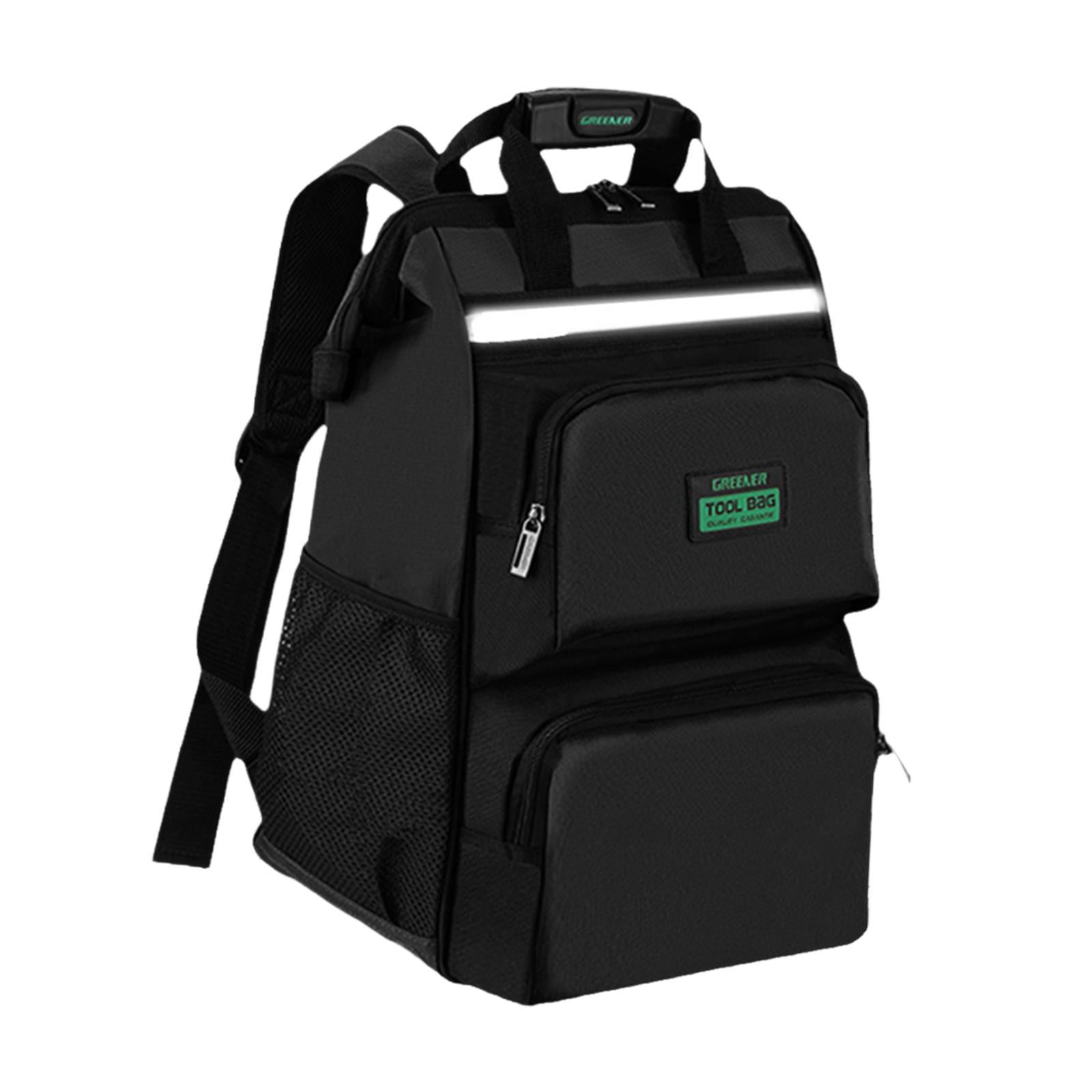 Miulika Tool Bag Heavy Duty for Men Waterproof Work Black Tool Backpack