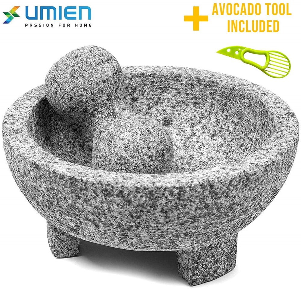 Umien Granite Mortar and Pestle Set guacamole bowl Molcajete 8 Inch
