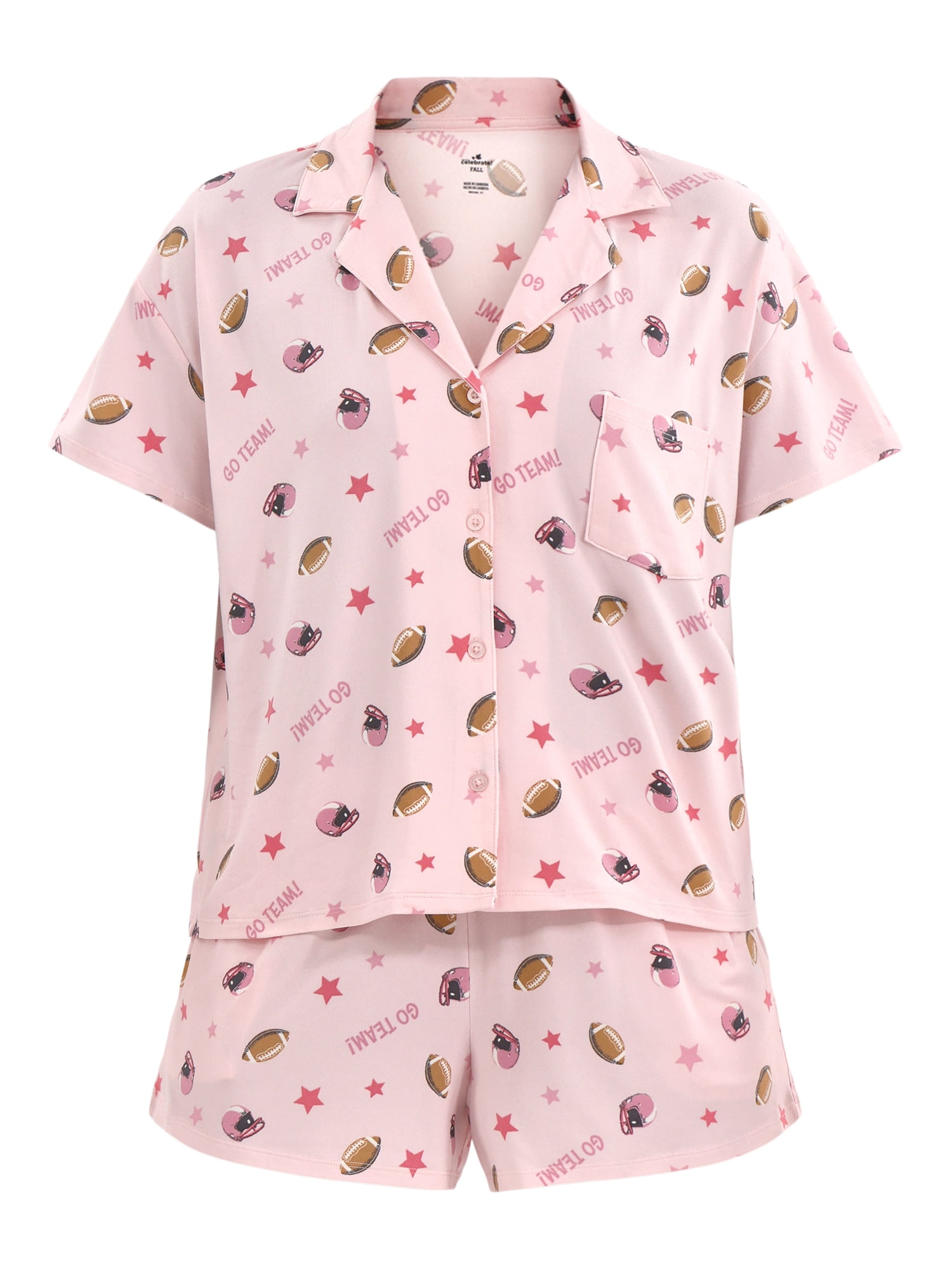 Halloween Women’s Printed Notched Top and Shorts Pajama Set from Way to Celebrate, 2-Piece, Sizes XS-3X