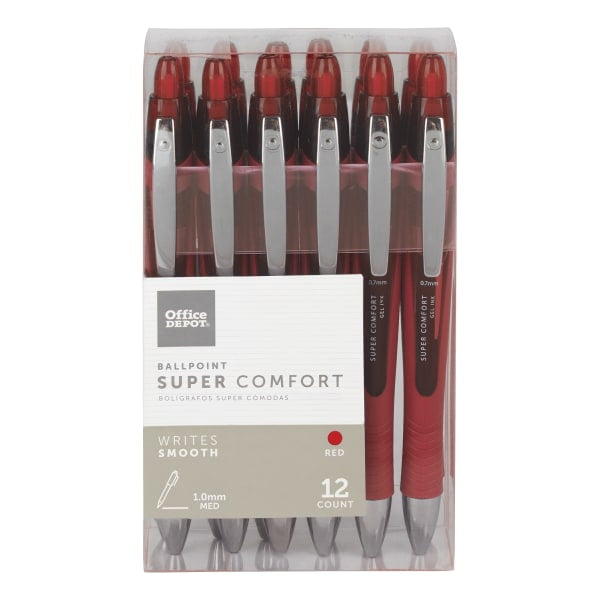 Office Depot Super Comfort Grip Retractable Ballpoint Pens, 1.0 mm