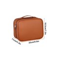 thumbnail image 2 of Bolsa De Almacenamiento De Cosméticos De Pu Neceser de gran capacidad de poliuretano marrón,organizador de brochas de maquillaje 3 en 1 con compartimentos y asa para viajes (1 pieza). Rkxzt, 2 of 7