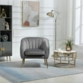 thumbnail image 4 of Velvet Accent Chair, Modern Barrel Chair With Ottoman, Arm Pub Chair For Living Room/Bedroom/Nail Salon, Golden Finished Velvet Decorative Chairs, 4 of 9