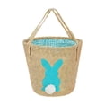 thumbnail image 1 of Easter Gift Bag Round Linen Tote Basket with Rabbit Design 9.5 in x 9 in Green Blue Hot Pink, 1 of 6