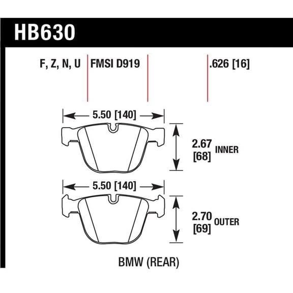 Hawk 04-10 BMW 535i/545i/550i / 04-10 645Ci/650i /02-09 745i/745Li/750 HP Street Brake Pads