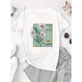thumbnail image 2 of Camiseta para mujer verano cuello redondo1pc Floral Print Polyester T-Shirt for Women, Casual Crew Neck Short Sleeve Top with Daisy Graphic, Comfortable All-Season Knit Fabric TeeFather's Day, Mothe, 2 of 6