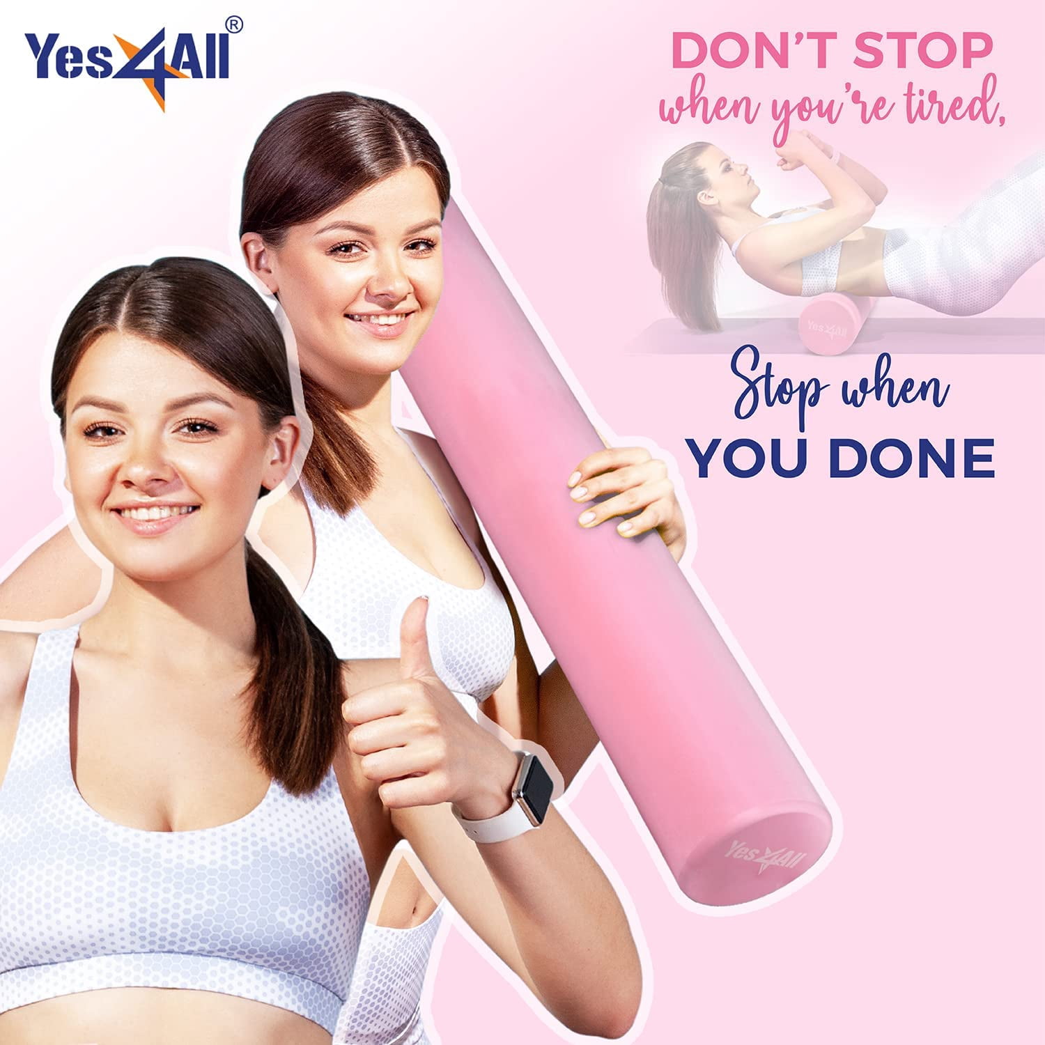 Yes4All 36inch Exercise Foam Roller EVA Pink
