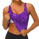 thumbnail image 3 of Fotbe Purple Glitter Sujetador Deportivo Largo sin Aros para Mujer con Almohadillas y Soporte Medio, Transpirable y Absorbente, Camiseta Tipo Chaleco o Tank Top-Large, 3 of 8