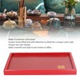 thumbnail image 4 of Solid Wood Serving Tray, Lightweight and Portable, Easy to Clean, Rustic Style, Red Color, Versatile for Snacks, Beverages, Fruits, 4 of 7
