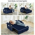 thumbnail image 5 of 3-in-1 Futon Sofa Bed with USB Charging Ports & Cup Holder, Upholstered Sleeper for Living Room, Apartment, Blue, 5 of 10