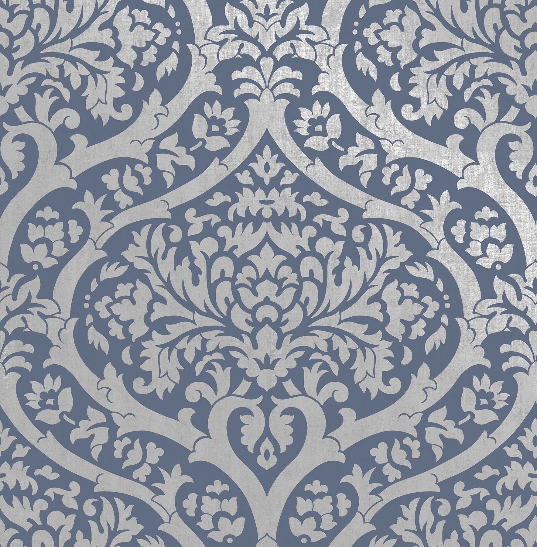Fine Decor Sandringham Blue Damask Wallpaper - Walmart.com