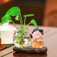 thumbnail image 3 of GUOOL Tang Lady Vase Hydroponique avec Figurine en Résine Stand Moderne Vase en Verre Terrarium Style, 3 of 8