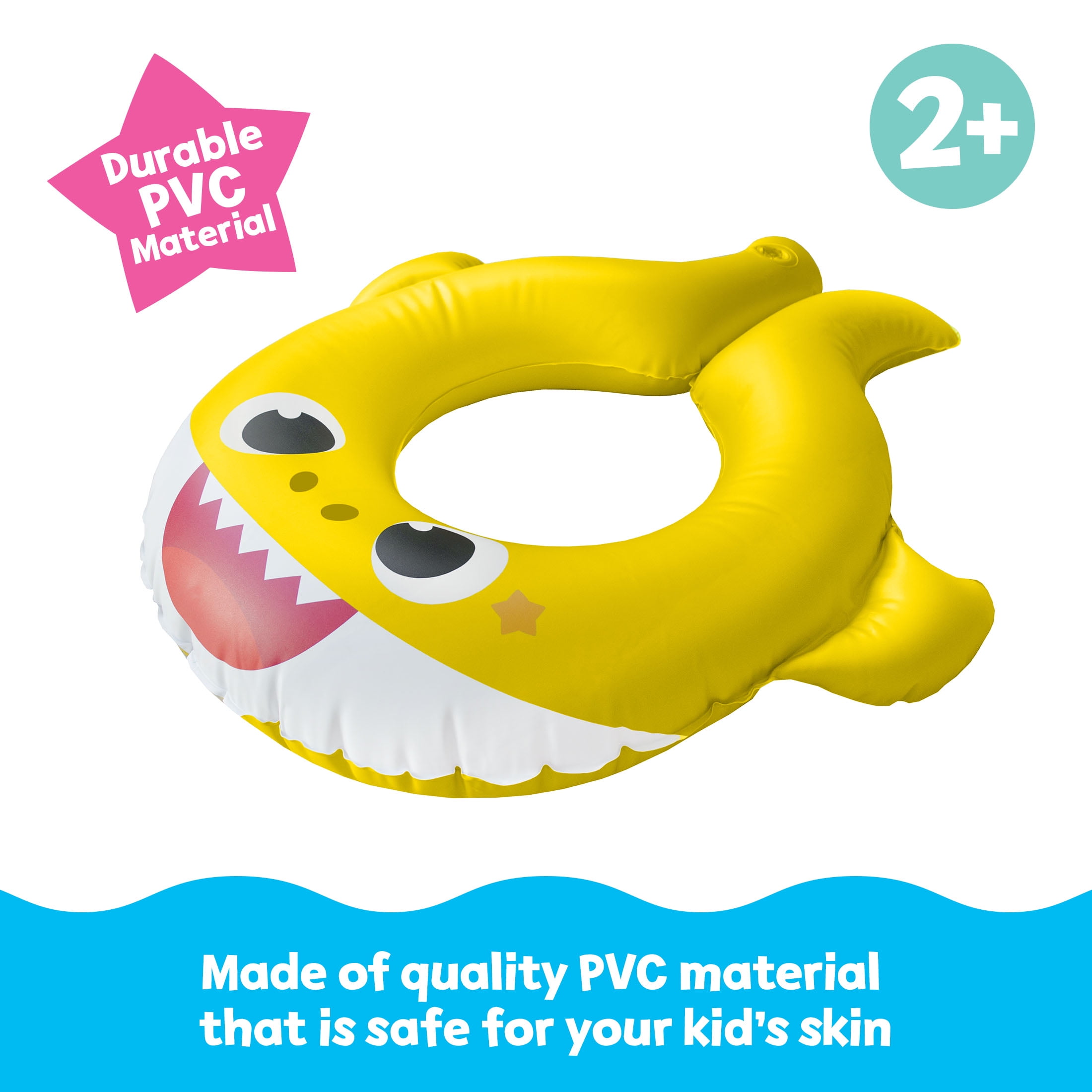(2 pack) Pinkfong Baby Shark Split Ring Swim Float for Pool, Lake & Summer Water Play, Ages 2+ (Yellow)