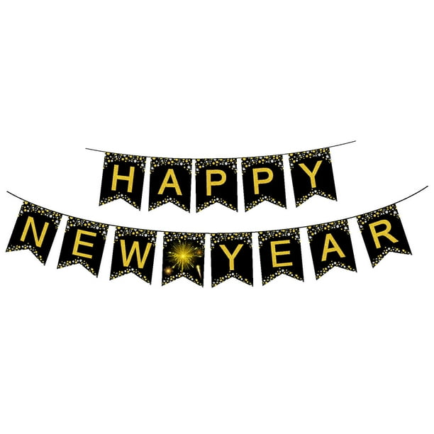 Happy New Year Banner New Year's Eve Party Banner Home Party Decoration 
