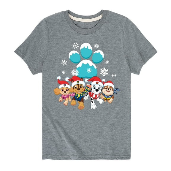 Paw Patrol - Pup Group Snowy Pawprint - Toddler And Youth Short Sleeve Graphic T-Shirt