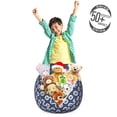 thumbnail image 3 of Shabby Flora Storage Toy Bag Chair, Feminine Pattern with Curvy Frames Motifs with English Roses Polka Dots, Stuffed Animal Organizer Washable Bag, Small Size, Dark Blue White, by Ambesonne, 3 of 3