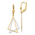 thumbnail image 1 of 14k Two Tone Gold Leverback Drop Earrings Dangle, 1 of 6