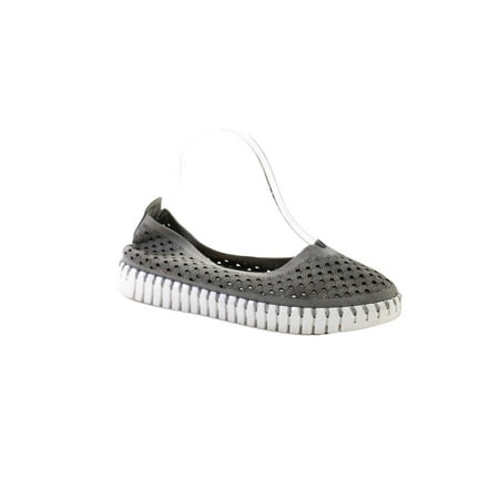 

Pre-owned|Ilse Jacobsen Womens Gray Cut Out Suede Slip On Loafer Shoes Size 6