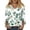 Light Green, variant on Delconic Women’s Casual Floral Print V Neck Three Quarter Sleeve Loose Fit Blouse Top for Everyday Wear and Comfortable Style Dark Green L